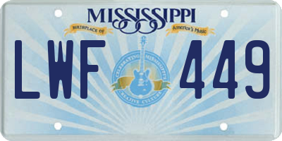 MS license plate LWF449