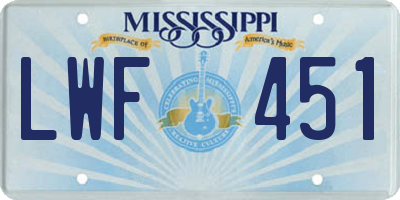 MS license plate LWF451