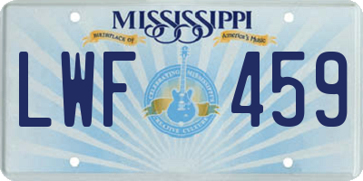 MS license plate LWF459