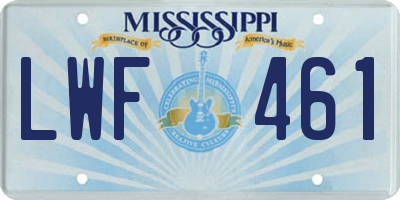 MS license plate LWF461