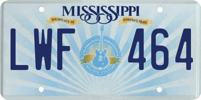 MS license plate LWF464