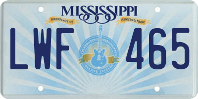 MS license plate LWF465