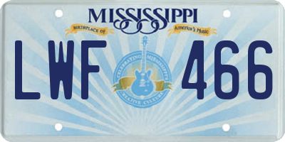 MS license plate LWF466