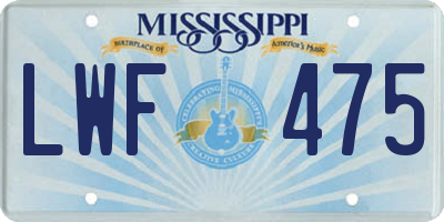 MS license plate LWF475