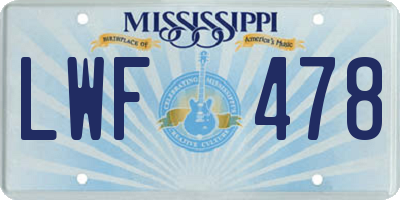 MS license plate LWF478