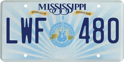 MS license plate LWF480