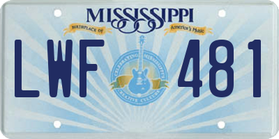 MS license plate LWF481