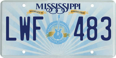 MS license plate LWF483