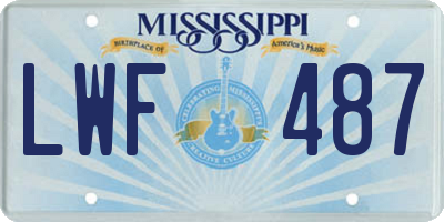 MS license plate LWF487
