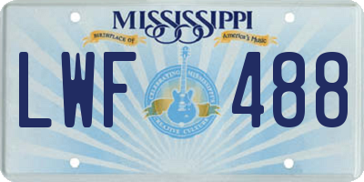 MS license plate LWF488