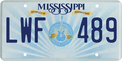 MS license plate LWF489