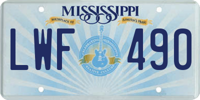 MS license plate LWF490