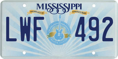 MS license plate LWF492