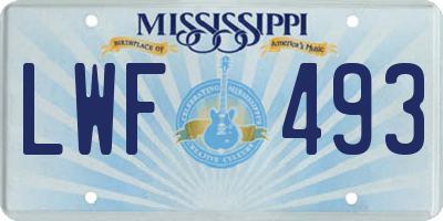 MS license plate LWF493