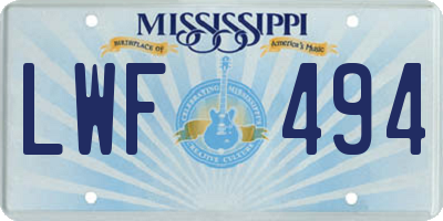 MS license plate LWF494