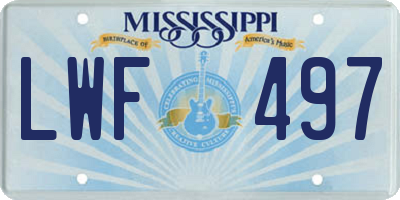 MS license plate LWF497