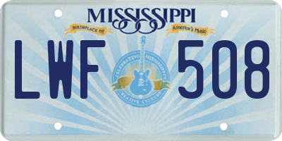MS license plate LWF508
