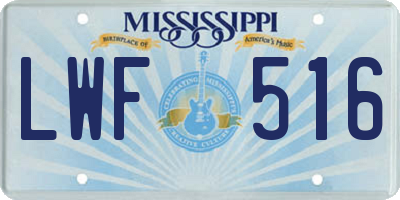 MS license plate LWF516