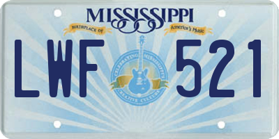 MS license plate LWF521