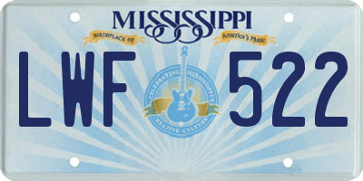 MS license plate LWF522