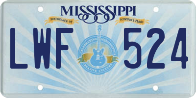 MS license plate LWF524