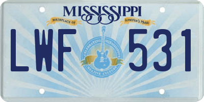 MS license plate LWF531