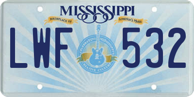 MS license plate LWF532