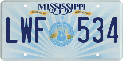 MS license plate LWF534