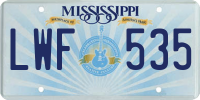 MS license plate LWF535