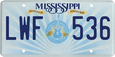 MS license plate LWF536