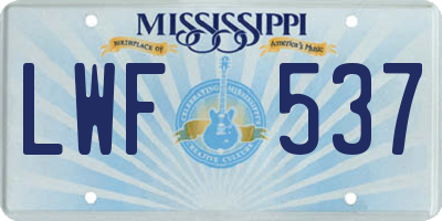 MS license plate LWF537