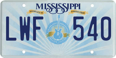 MS license plate LWF540