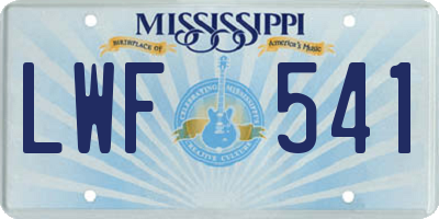 MS license plate LWF541