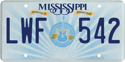 MS license plate LWF542