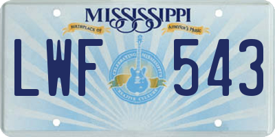 MS license plate LWF543
