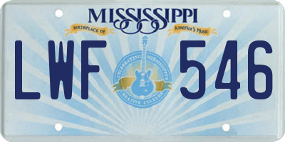 MS license plate LWF546