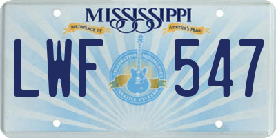 MS license plate LWF547