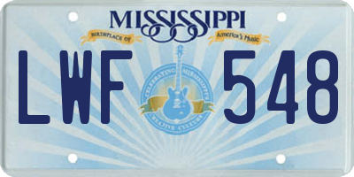MS license plate LWF548