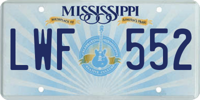 MS license plate LWF552