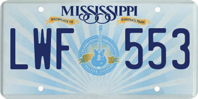 MS license plate LWF553
