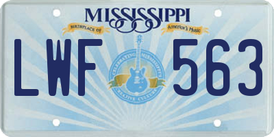 MS license plate LWF563