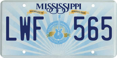 MS license plate LWF565