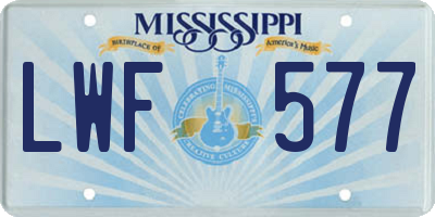 MS license plate LWF577