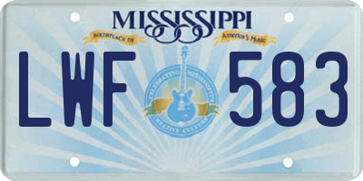 MS license plate LWF583