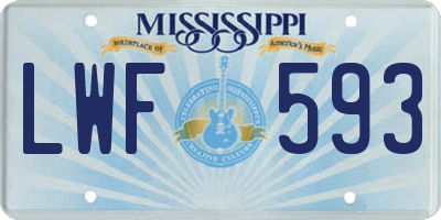 MS license plate LWF593