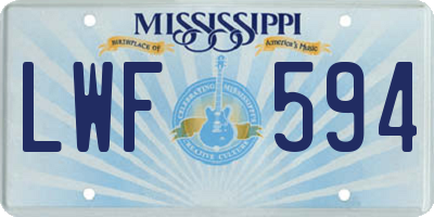 MS license plate LWF594