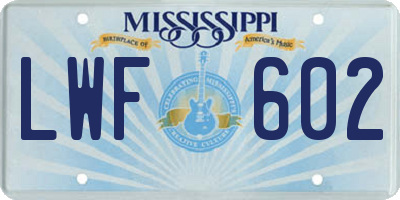 MS license plate LWF602