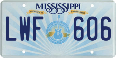 MS license plate LWF606