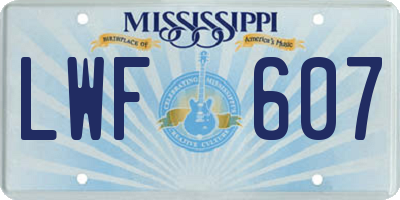 MS license plate LWF607