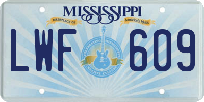 MS license plate LWF609